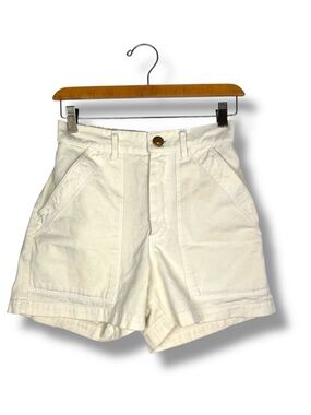 Big Bud Press Cornflower Ivory Work Shorts XS Unisex Cotton Twill LA Made 4”